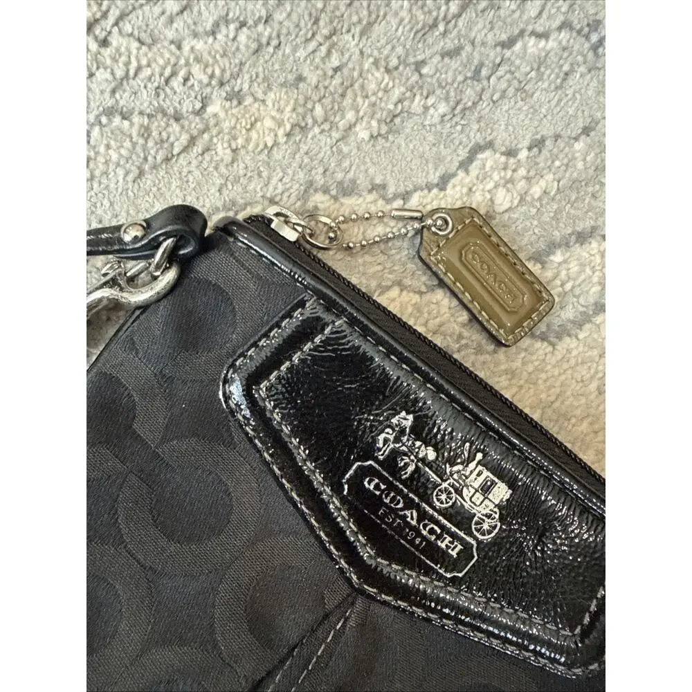 Coach Black Signature Madison Art Op Wristlet Clutch Purse Monogram Y2K Vintage